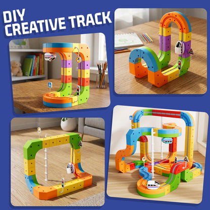 KlickRail Electric Train Set Flexible Race Track for 3 4 5 6 7 8 years old boys and girls, Building Toy Train Track Gravity-Defying 3D Embedded Layouts & Motorized Car, STEM Gift(Starter Set(32 piece)
