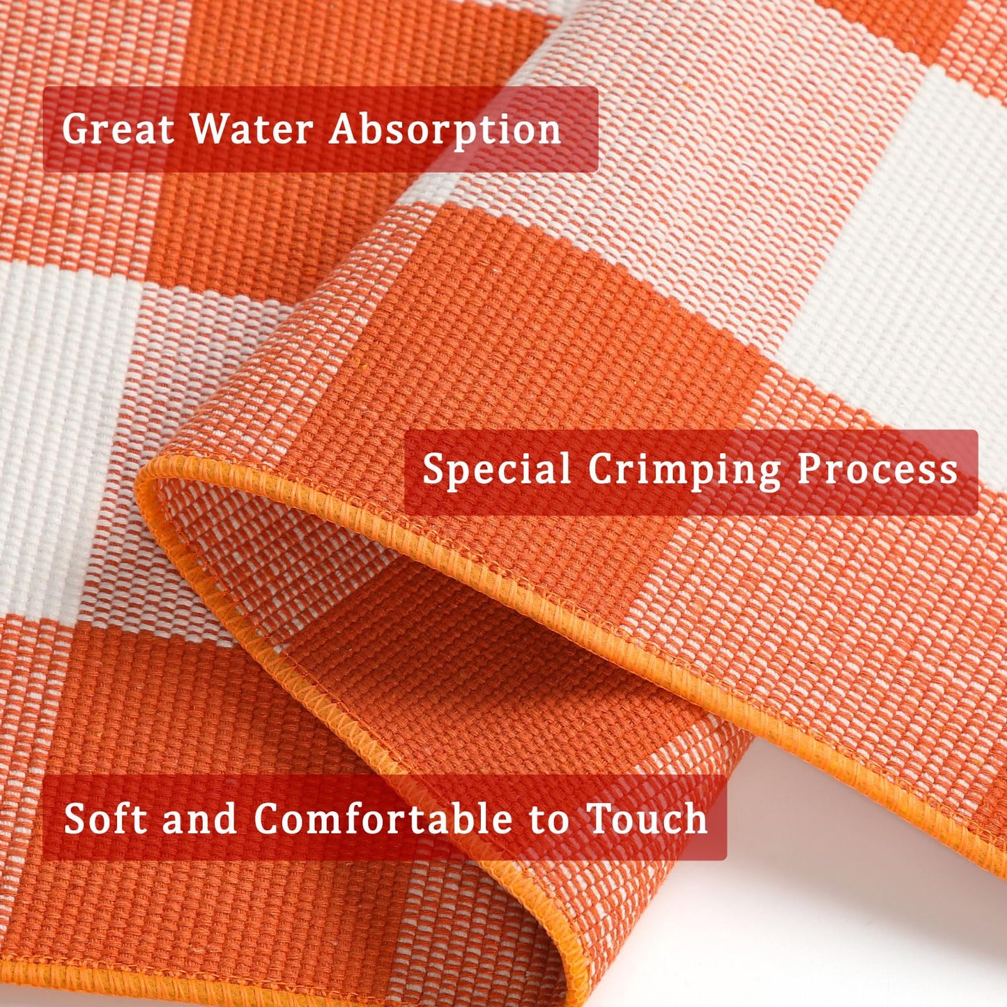 WAYYE Buffalo Plaid Outdoor Rug 3x5 Ft Orange and White Checkered Area Rug Halloween Washable Doormats Fall Indoor Outdoor Rugs for Layered Front Door Mats, Porch, Entryway, Kitchen, Farmhouse