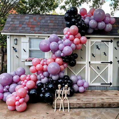 Halloween Balloon Arch Garland Kit,Black Pink Purple Ghost Foil Pumpkin Ghost Balloons for Family Halloween Party Background Classroom Decorations Cosplay Theme Party