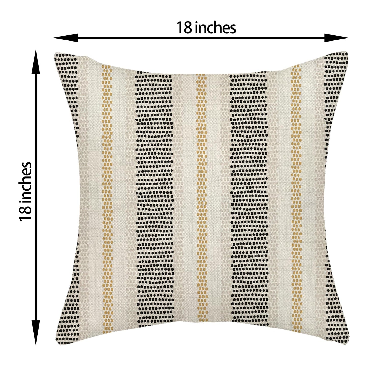 DAFENA Black Pillow Covers 18x18 Inch 2 Pcs Boho Mustard Yellow Polka Dots Striped Decor Throw Pillows Modern Geometric Outdoor Farmhouse Decoration Pillowcase Linen Cushion Cover for Couch Sofa