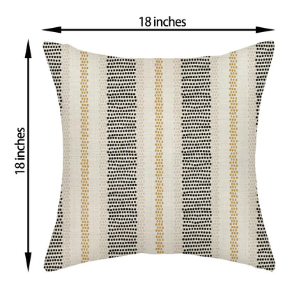 DAFENA Black Pillow Covers 18x18 Inch 2 Pcs Boho Mustard Yellow Polka Dots Striped Decor Throw Pillows Modern Geometric Outdoor Farmhouse Decoration Pillowcase Linen Cushion Cover for Couch Sofa