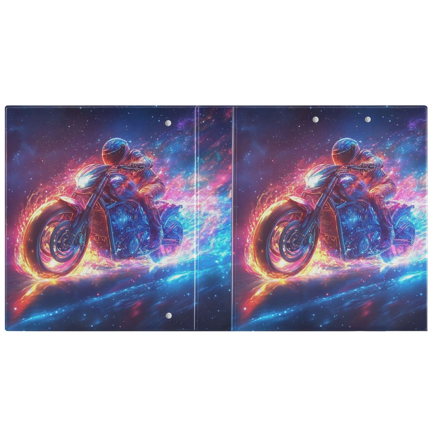 Motorcycle Round Ring Binders 1.5 Galaxy Race Car Sports 3 Ring Clipboard Binder for Office School Work Supplies File Folder 200 Sheet Capacity Easy Open
