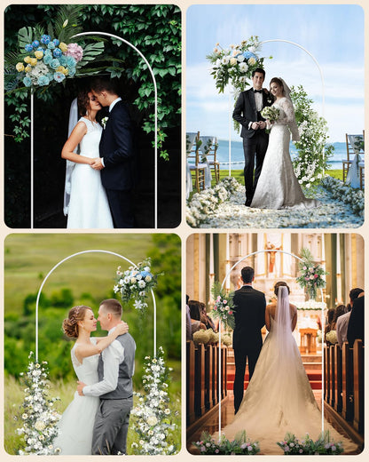 AEPOALUA Wedding Arch, Metal Arch Backdrop Stand, Balloon Arch Stand Wedding Frame for Ceremony Decoration (White, 6FT, 5FT, 4FT Arch Backdrop)