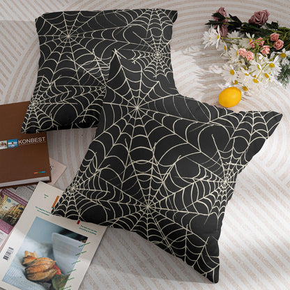 Halloween Spiderweb Pillow Covers 18x18 Set of 2 Black White Spider Web Outdoor Decorative Throw Pillows Halloween Scary Themed Farmhouse Pillowcases Linen Cushion Case Decor for Home Sofa Couch Bed