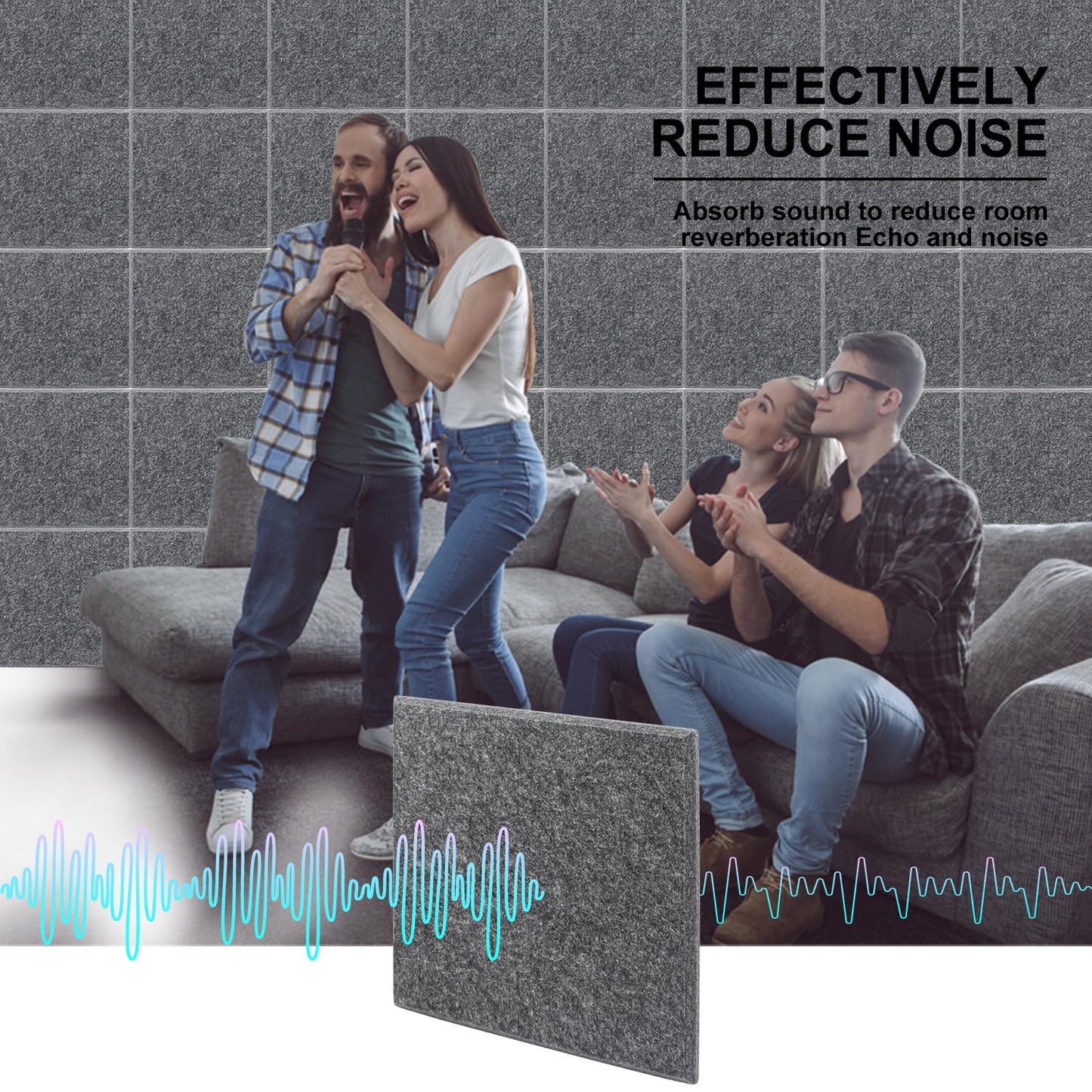 Geytetqi 12 Pack 12" x 12" Felt Boards, Dark Grey Square Felt Wall Tiles, Self-Adhesive Cork Bulletin Board for Home, Office, and Kitchen Decor(1/2 Inch Thickness)