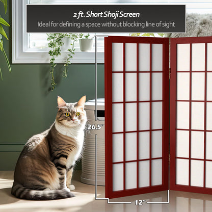 2 ft. Short Desktop Window Pane Shoji Screen - Rosewood - 3 Panels