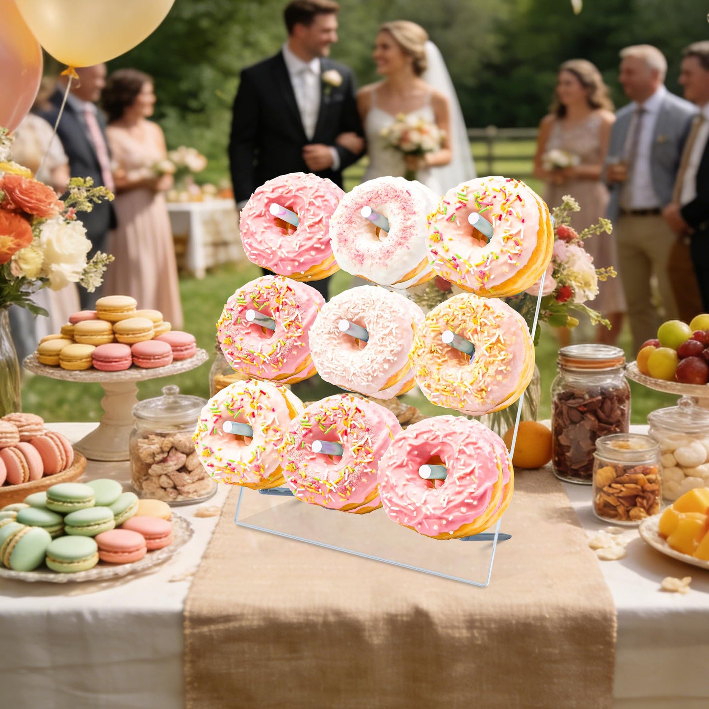 RLHDIS Donut Stand, 2 Pack Acrylic Donut Wall Display Stand, Clear Bagels Holder for Party, Wedding Birthday Events Baby Shower (2 Pack)