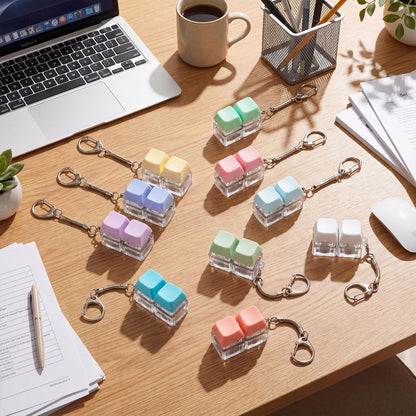 Lewtemi 20 Pcs Keyboard Fidget Toy Clicker Keyboard Fidget Keychain Decompression Button Clicker Toys for Adult Button Stress Relief to Relax Stress Anxiety Decompression Gifts (Macaron Colors)