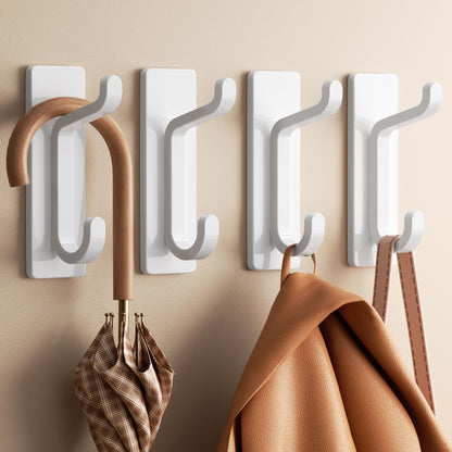 pickpiff 12 Pack Wall Hooks for Coat and Towel: 13LB Strong Adhesive Door Hanger Stick on, White