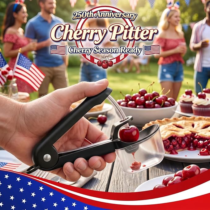 Cherry Pitter - Makmzoon Stainless Steel Cherries Pitter Tool | Hand-held Push Design, Save Time & Space for Making Cherry Jam with Lock Design Stainless Steel Rod