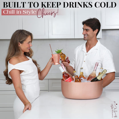 Gusto Nostro Large Beverage Tub for Parties - Metal Tub for Wine Bottles,Champagne,Beers - High Capacity Ice Bucket for Drinks - Extra Large Ice Buckets for Parties (22 qt) Outdoor Party Drink Bucket