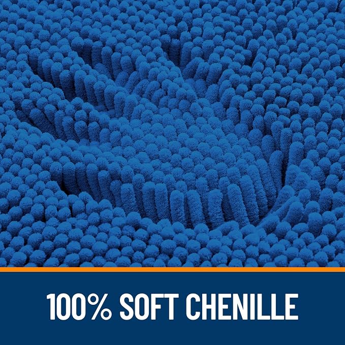 OLANLY Large Bathroom Rugs 59x35, Soft Absorbent Chenille Bath Rugs, Rubber Backing Quick Dry, Machine Washable Bath Mats for Bathroom Floor, Tub and Shower, Home Decor Accessories, Deep Navy Blue