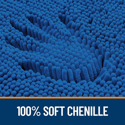 OLANLY Bathroom Rugs 30x18, Extra Soft Absorbent Chenille Bath Rugs, Rubber Backing Quick Dry, Machine Washable Bath Mats for Bathroom Floor, Tub and Shower, Home Decor Accessories, Deep Navy Blue