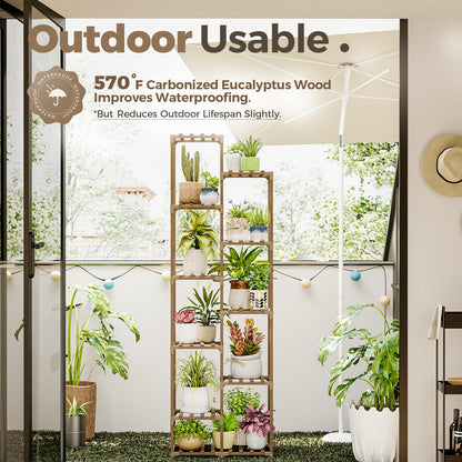 Bamworld Plant Stand Indoor Outdoor 11 Tier Tall Large Wood Plant Shelf Multi Tier Flower Stands Garden Shelves Wooden Plant Display Holder Rack for Living Room Corner