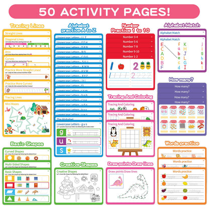 Preschool Learning Activities, Tracing Books for Kids Ages 3-5, Toddler Handwriting Practice Busy Book, ABC Alphabet Letter Number Tracing, Pre-K Kindergarten Workbook Activity Book for 3 4 5 Year Old