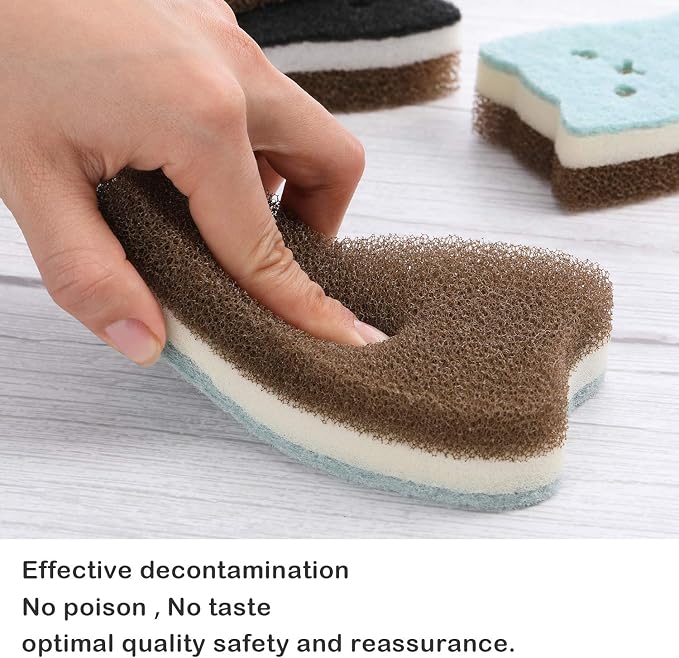 8 Pieces Cat Shape Kitchen Sponge Set Sink Double-Sided Cleaning Dish Sponge for Kitchen, Fruit, Plate, Bathroom, 4 Colors
