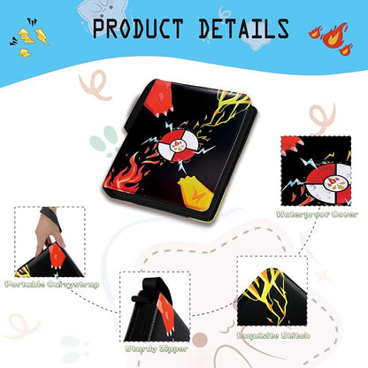 9 Pocket Card Binder,Trading Card Binder 900 Pockets,Card Collection Albums Holder,50 Removable Sleeves,Double Sided Pocket,with Zip and Portable Strap,for TCG Game Sport Collectible Cards