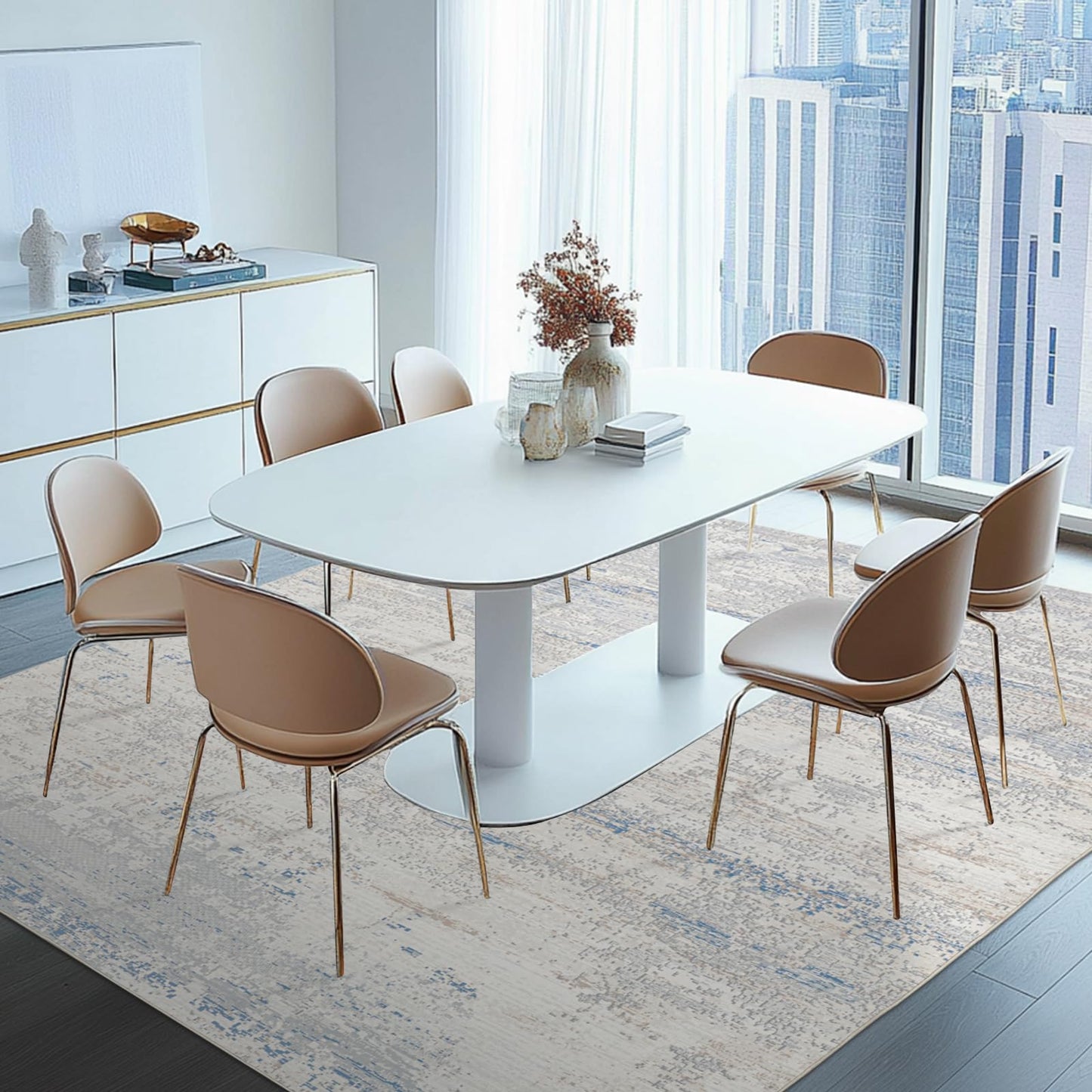 Lbris Washable Rugs 8x10 Area Rugs for Living Room- Modern Abstract Rugs for Bedroom,Dining Room, Large Soft Low Pile Carpet with Non Slip Rubber Backing,Neutral Accent Rug for Nursery Home Office