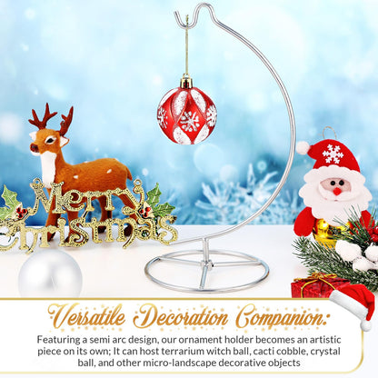 Baderke Ornament Display Stand, Ornament Hanger Holder Glass Ball Air Plant Holder, Hanging Terrarium Stand for Christmas Wedding, Home Office Decor,10.43" H(Silver)