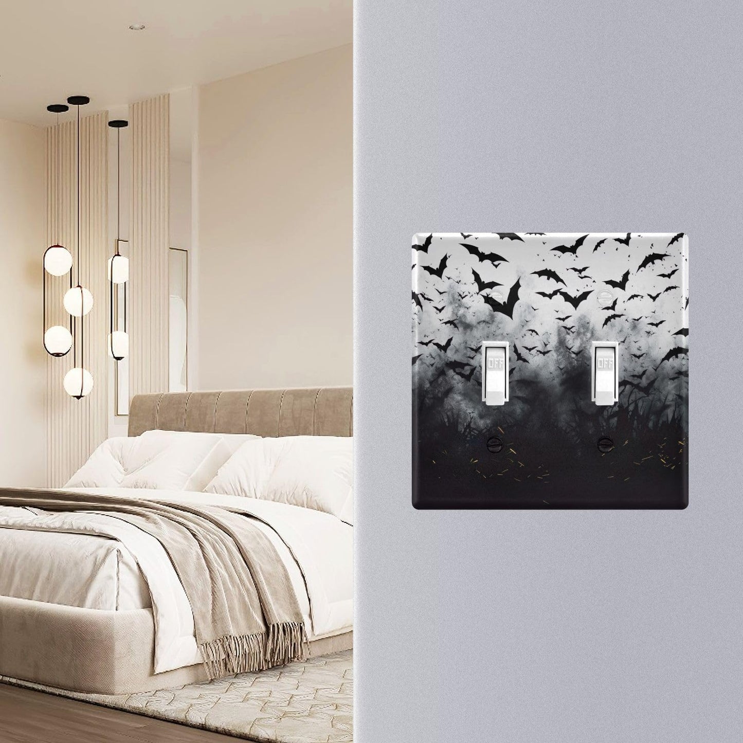 Halloween Black Bats 3-Gang Light Switch Cover,Toggle Wall Plates Cover,Outlet Covers,Polycarbonate Thermoplastic,21214555