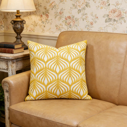 Slow Cow Embroidery Decorative Throw Pillow Cover Case for Couch Sofa Home Decor Modern Geometric Accent Pillow Cushion Cover 18 x 18 Inches Yellow