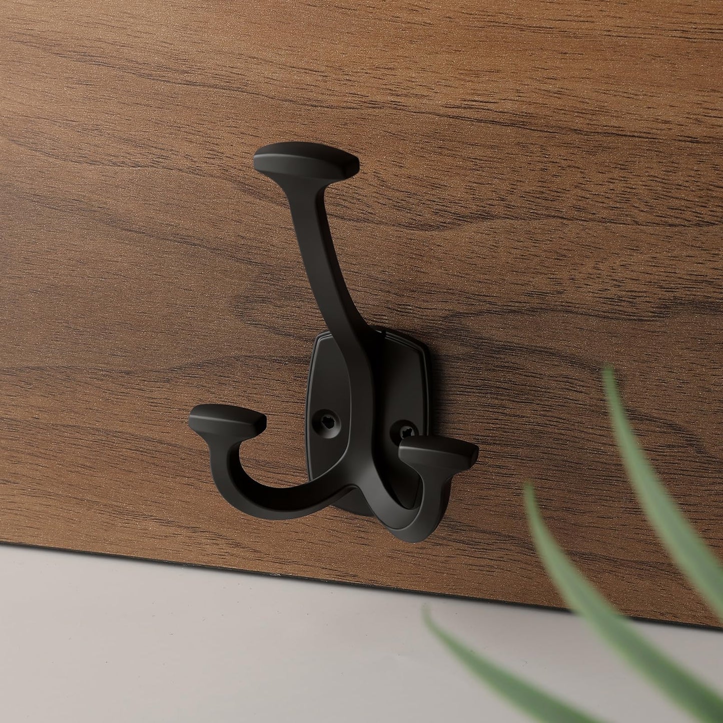 HARPOON Triple Prong Decorative Wall Hook | 3 Pack Matte Black Hook for Coat, Hats, Backpacks, Bags | Hooks for Bathroom, Bedroom, Closet, Entryway, Laundry Room, Office