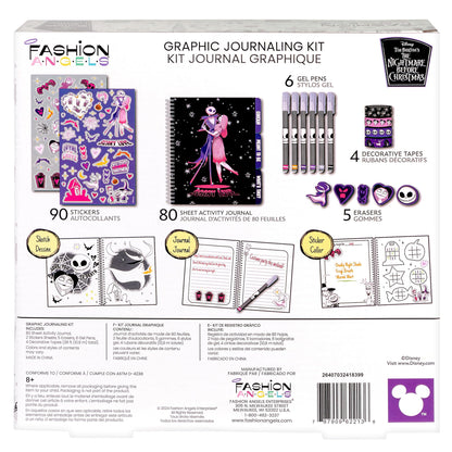 Fashion Angels The Nightmare Before Christmas Graphic Journaling Kit, Journal Set Includes Stickers, Gel Pens, Tape & Erasers, Ideal for Kids & Teens