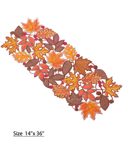 Fall Decorations for Home Fall Table Runner 36 Inches Long with Embroidered Maple Leaf. Thanksgiving Decorations for Dining Room Kitchen Table Seasonal Holiday Harvest Party Decor