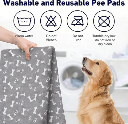 Puppy Pads with Pheromones, Washable Pee Pads for Dogs Potty Training, Reusable Dog Mat with Pet Hair Removal Gloves for Playpen, Crate, Whelping Box (Green,L)