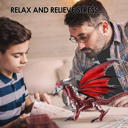 Piececool 3D Metal Model Kits-Black Dragon King, DIY 3D Puzzles for Adults Brain Teaser Puzzles for Teens, Great Birthday New Year Gifts, 107 Pcs