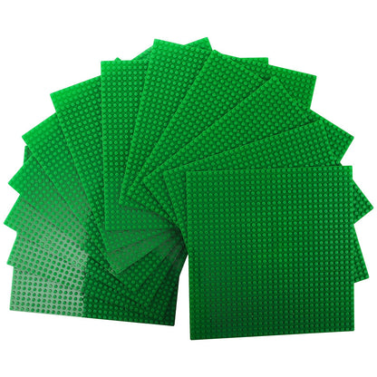 ZEAYEA 12 Pack Classic Baseplates, Building Base Plates Compatible with Most Standard Building Bricks, 10" x 10" Stackable Bases, Green