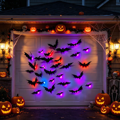 DR.DUDU 36 Pack Halloween Bats Wall Decor 3D Bat Stickers