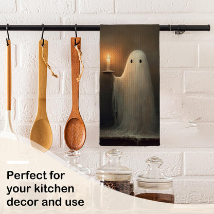 LKETW Halloween Pumpkin Bat Kitchen Dish Towels 16x24in Set of 2, Cute Hand Tea Towels for Kitchen Bathroom Decor, Halloween Decorations