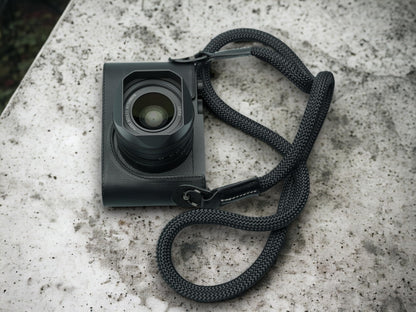 Vi Vante Sheetline Black Rope Camera Strap w/Nappa Leather Ends FINAL CLOSEOUT (Black w/White Stitching)