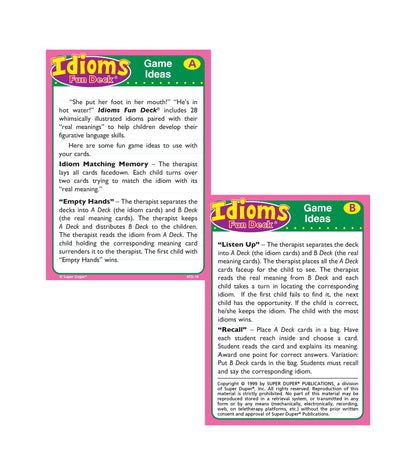 Super Duper Publications | Idioms Fun Deck | Figurative Language Skills Flash Cards | Educational Learning Materials for Children
