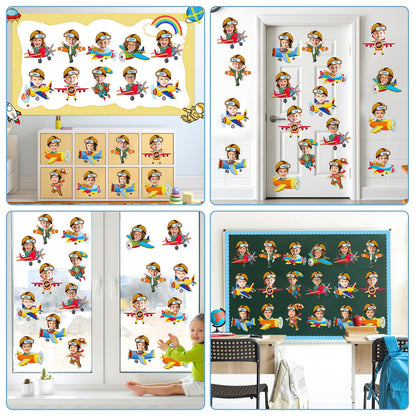 60pcs Pilot Airplane Cutouts Aircraft Bulletin Board Decorations Adventure Travel Theme Paper Cut-Outs Classroom Decorations for Classroom DlY Craft Photo Kindergarten Preschool Wall Door Supplies