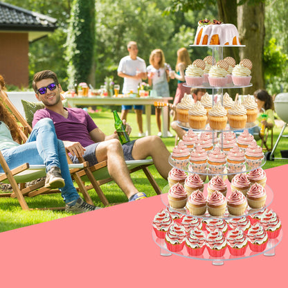 YestBuy Cupcake Stand, Acrylic Cupcake Tower Tree, 6 Tier Large Cupcake Holder for Pastry, Clear Cupcake Dispaly Stand with Base for Party, Wedding, Baby Shower