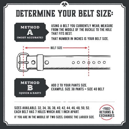 Main Street Forge No Buckle Belt | Made in USA Mens Cowboy Belt | 1 1/2" Leather Belt Strap | Bootlegger Brown 38