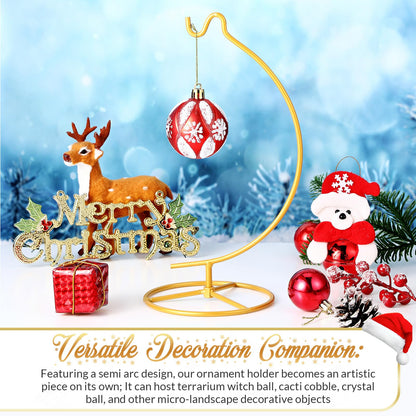 Baderke 2 Pack Ornament Display Stand, 10.43" Height Ornament Hanger, Air Plant Holder Terrariums Hanging Stand Crystal Ball Hanging Hook for Christmas Wedding Home Office Decoration (Gold)