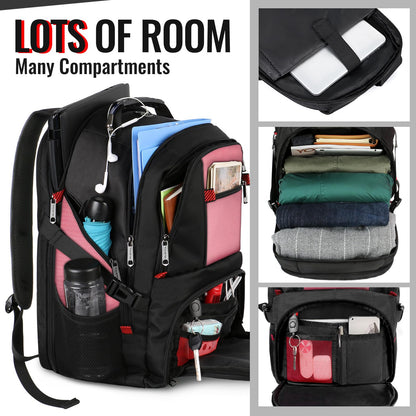 YOREPEK Large Backpack for Men, Extra Large Laptop Backpacks for Men Women, Water Resistant Travel Backpack Airline Approved Business Work Bag Fits 17 Inch Computer, Black