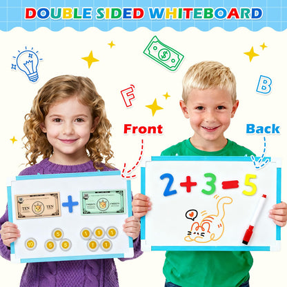 Gifts2U Pretend Teacher Playset for Kids, Play School Toys for Girls Boys with Teacher Bag, Whiteboard, Play Money, Learning Clock, Educational Posters and Play Teaching Supplies