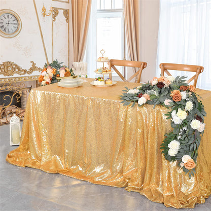 B-COOL Sparkly Drape Tablecloth Gold Tablecloths Sequin Fabric Table Cloth for Ceremony Party Halloween 50x80 Inch