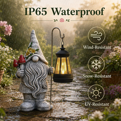 Acgarten Garden Gnome Statue with Lantern: Outdoor Waterproof Sculpture