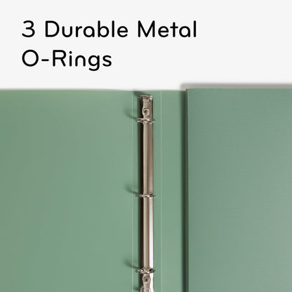 U Brands Poly Performance 1" Binders, Set of 2, Olive Green, Expanding File Pocket, Silver Metal O-Rings