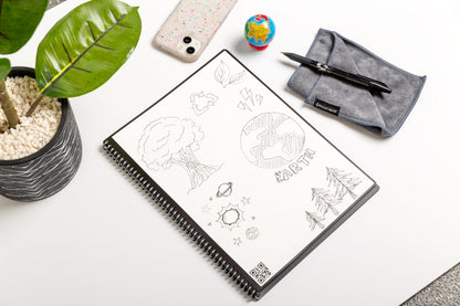 Rocketbook Core Reusable Spiral Notebook, Executive Size 6x8.8, Black - Lined Pages, App-Connected, Erasable, Durable Cover, Ideal for School, Work, and Creative Projects