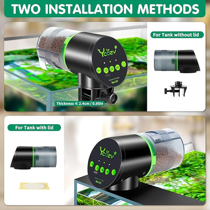 Ycozy Automatic Fish Feeder Rechargeable with USB Cable Moisture-Proof Intelligent Electric Fish/Turtle Feeder for Aquarium & Fish Tank (Plug Powered-EV)