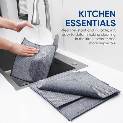 Forggon10 Pcs New Upgrade 2-Layer Non Scratch Wire Dishcloth,Wire Dishwashing Rag, Non-Scratch Wire Dishwashing Rags for Wet and Dry, Kitchen Cleaning Dish Rags for Cookware,Sinks, Dishes,Stove