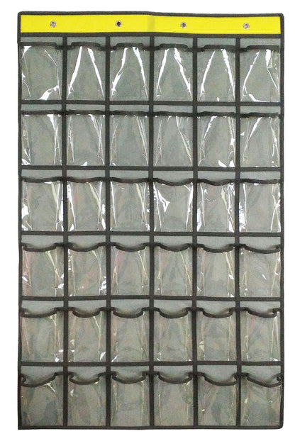 NIMES Hanging Closet Underwear Sock Jewelry Storage Over The Door Classroom Cell Phone Calculator Organizer 36 Clear Pockets (GREY)