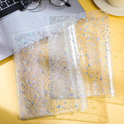 Feifeiya 2 Pcs White A5 Glitter Star Jelly Cover Transparent Planner Cover for Journal Planners and Notebooks