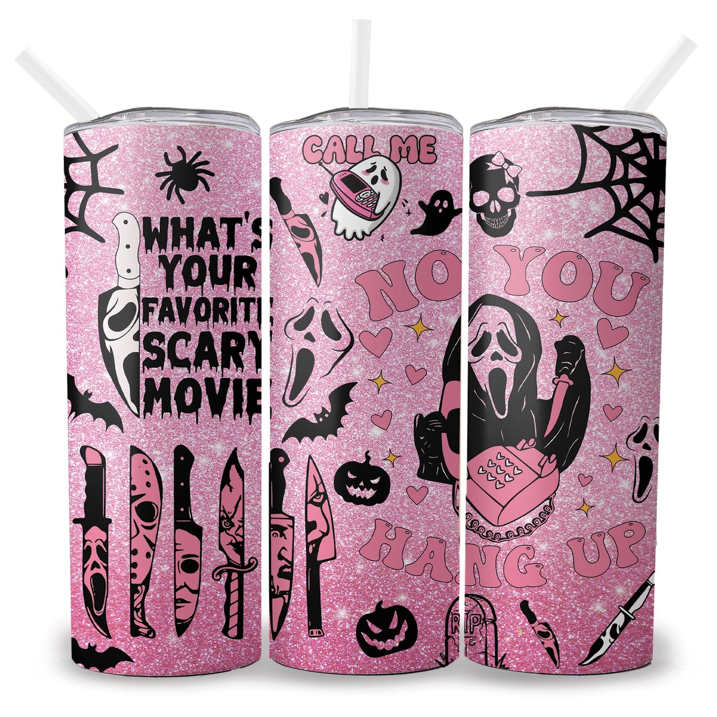 Hogg 20 oz Halloween Travel Mug, What's Your Favorite Scary Movie Cup, Ghostface Merch, Horror Gifts for Women, Stainless Steel Halloween Coffee Tumbler, No You Hang Up, Spooky Cups